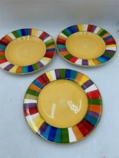 3)  PHILIPPE RICHARD   RAINBOW STRIPES   DINNER PLATES  **READ**
