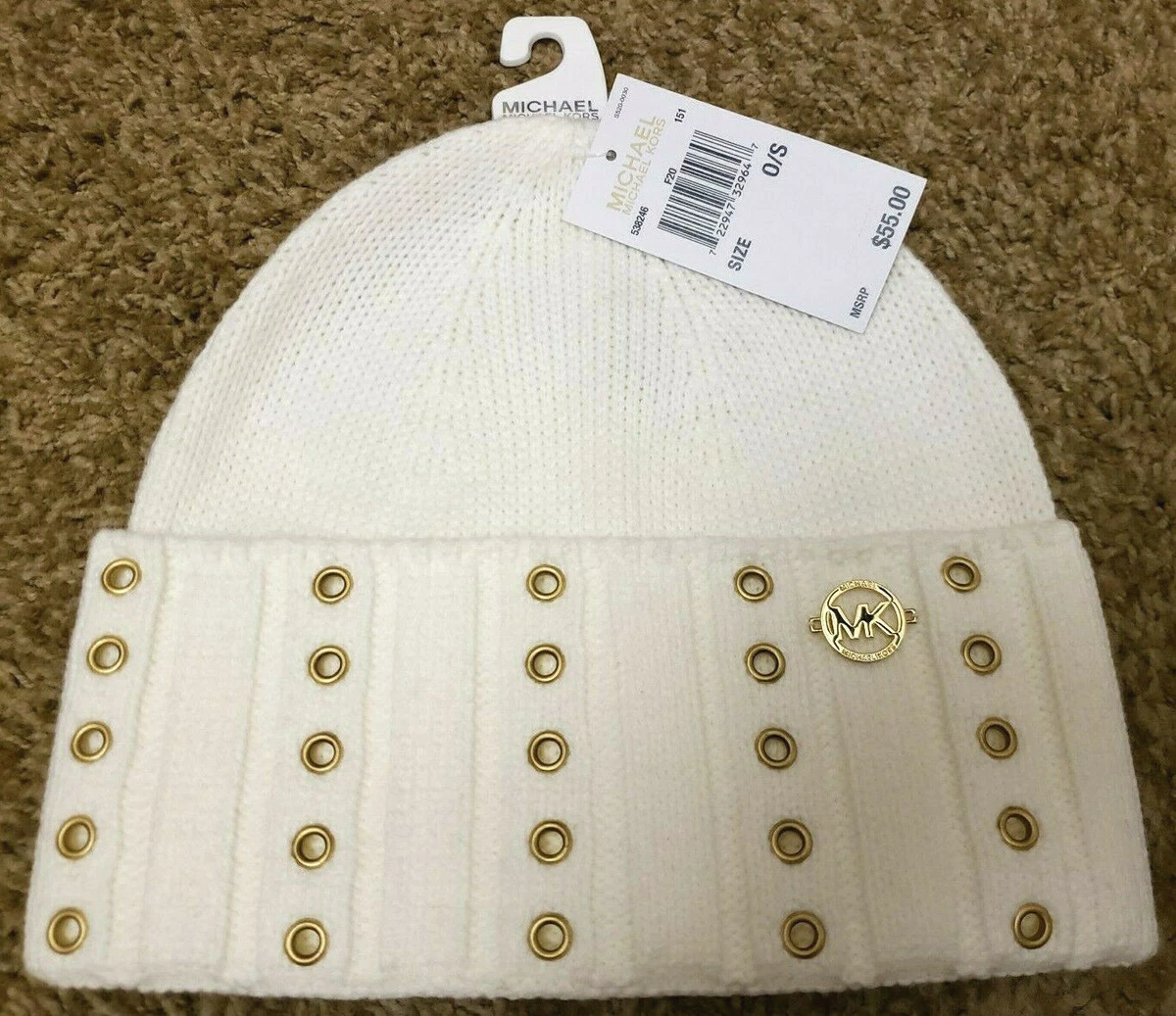 Michael Kors Womens Cream Cable Knit Logo Brim Cap Hat New Michael Kors Women main image 4