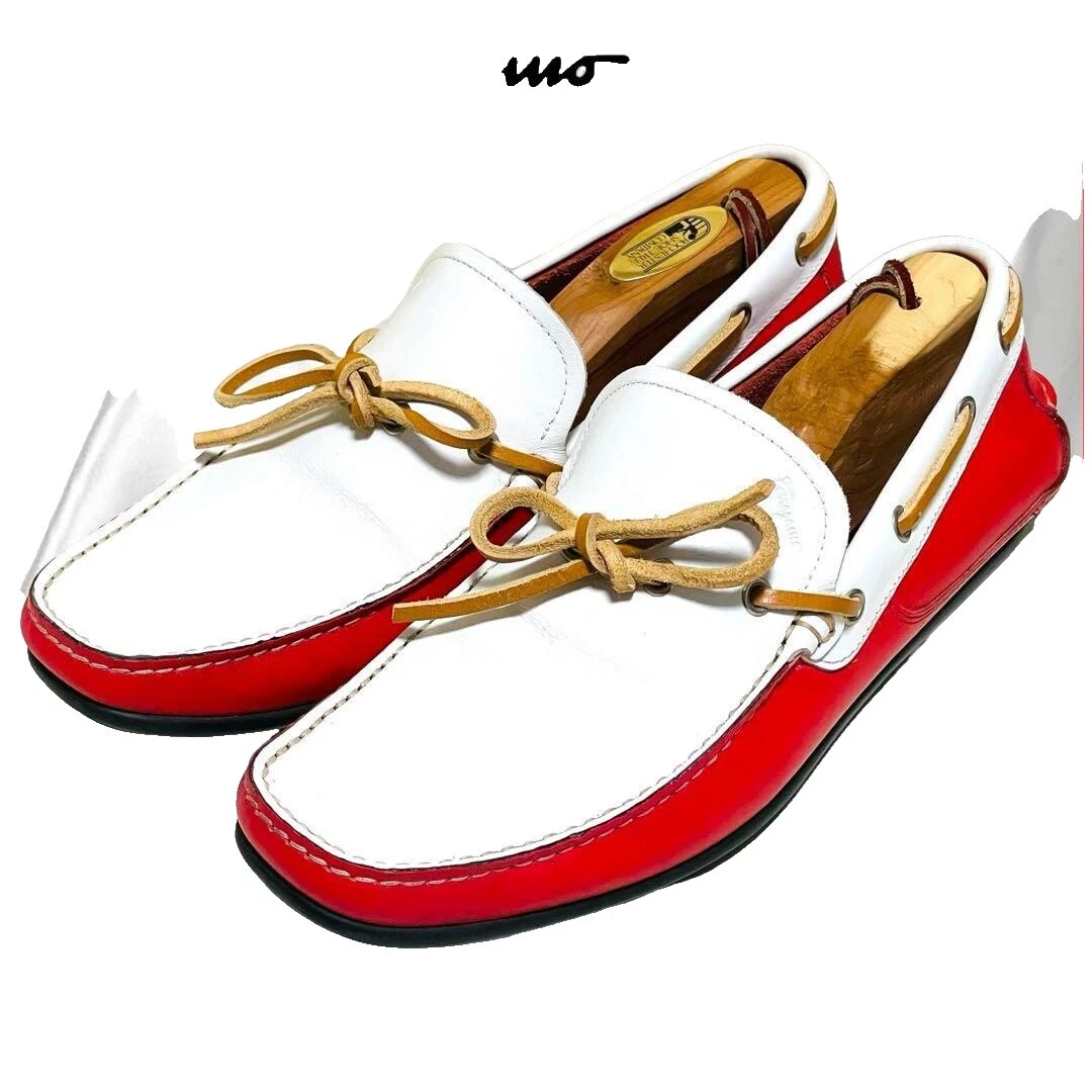 Vestido blanco superior de cuero Salvatore Ferragamo Zapatos para hombres