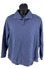 Denim & Co Active French Terry Long Sleeve Top Navy