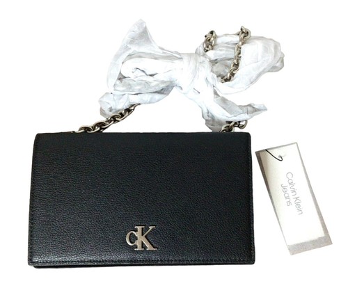 Calvin Klein Minimal Monogram Chain Strap Crossbody Purse Wallet - Discontinued