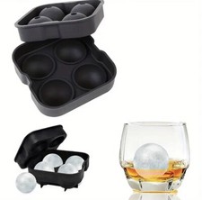 Flexible Silicone Ice Cube Ball Maker 4x4.5cm Sphere Mould Whiskey Cocktail