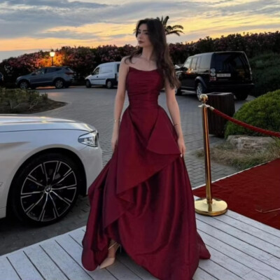 open lace back dress Luxury Asymmetrical Neck Draped Side Beaded Formal Party Dresses & Eve   Temperanent