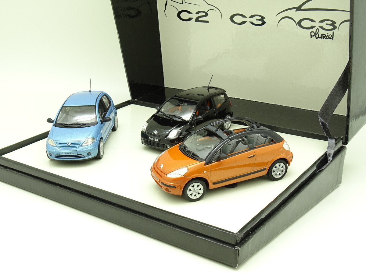 Coffret Norev De 3 Miniatures Citroën C2, C3 Et C3 Pluriel - Échelle 1/43 - Boîte Neuve - Collection Mondial De Paris