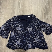 Old Navy Girls Cardigan Sweater Sz XS Blue Fl...