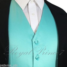 Turquoise Men's XS to 6XL Solid Tuxedo Suit Dress Vest Waistcoat Wedding Party