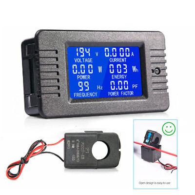 100A AC Power Multimeter Voltage Meter Energy Ammeter Tester Panel LCD Monitor