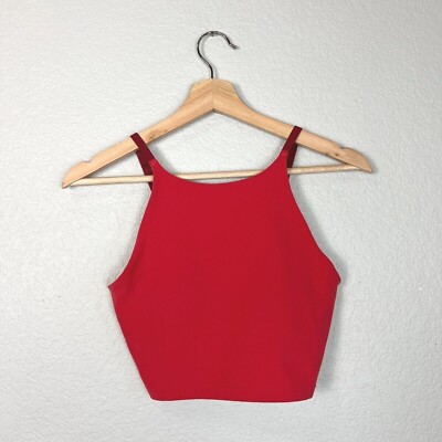 Athleta Intention Crop Top XS A-C Sports Bra Lychee Red Cutout