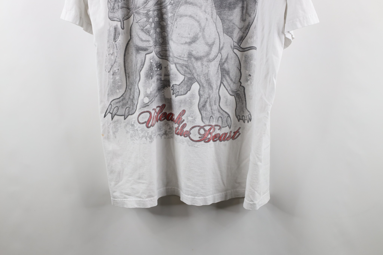 Vtg Streetwear Mens 3XLT Distressed Hip Hop Unleash the Beast Pit Bull T-Shirt