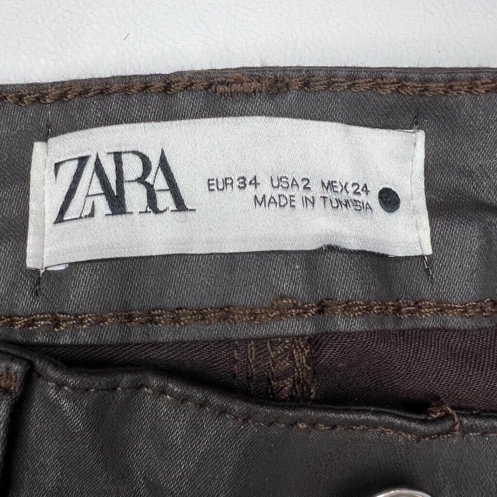 NWT ZARA THE DREED FLARE COATED MOCHA Slim Fit Button Fly NWT ZARA THE DREED FLARE COATED MOCHA Slim Fit Button Fly