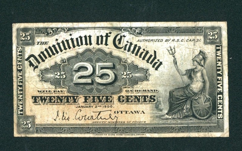 1900's 25 cents Dominion of Canada ** PAPER CURRENCY AUCTIONS