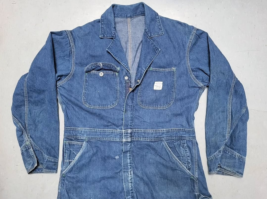 POINTER BRAND Denim Cover Ralls USA製 L Vtg 50s POINTER BRAND Denim Coveralls Workwear Selvedge Indigo | eBay