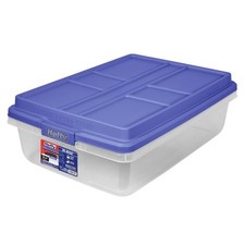 , 40 Quart Clear Storage Bin, Latched Storage Container, with HI-RISE Blue Lid