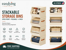 Stackable Closet Organizers and Storage Bins, Open Front Closet Shelf Organizer