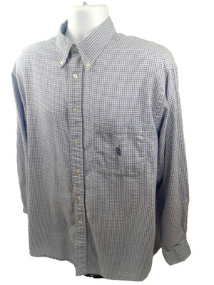 Nautica Blue Check Long Sleeve Mens Shirt With the Ship Logo Size L