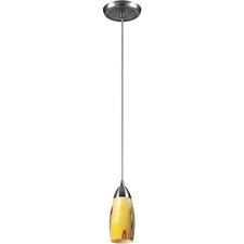ELK Lighting 110-1YW OPEN BOX Milan Mini Pendant Satin Nickel with Yellow
