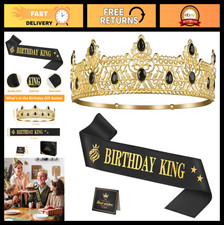 Men's Birthday Party Supplies - King Crown, Sash Greeting Card - Fun Decor Gif
