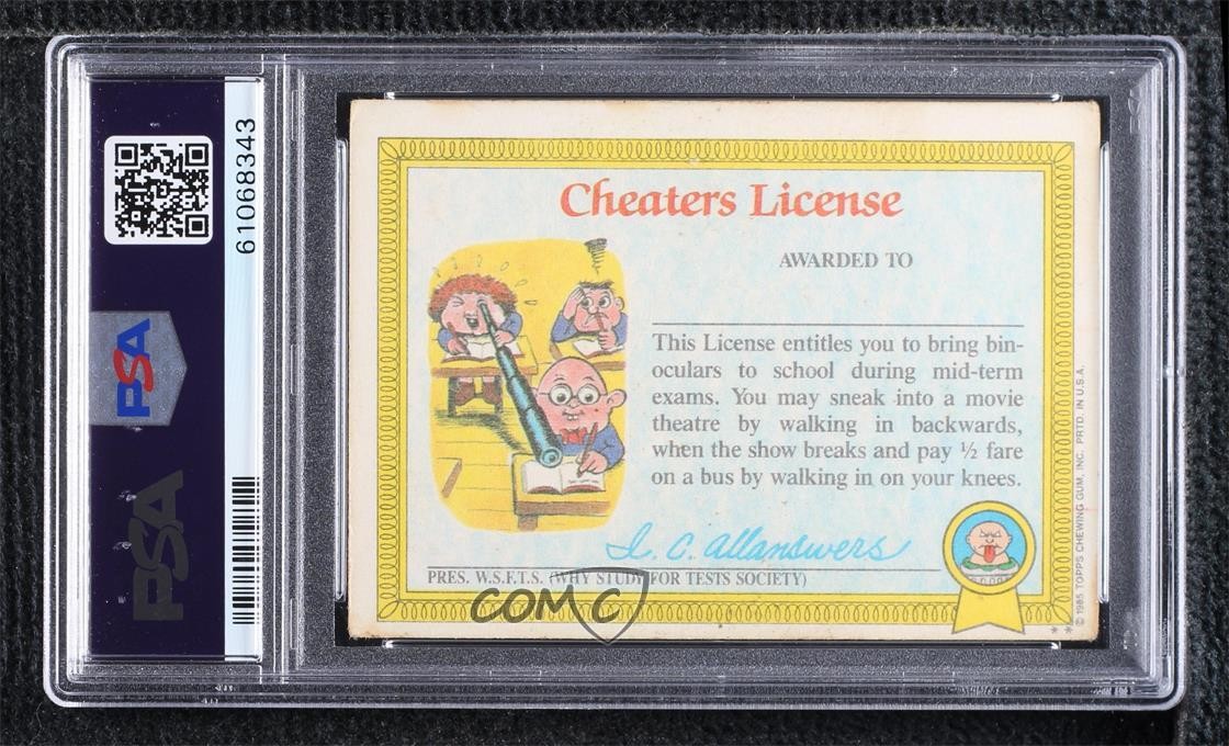 1985 Garbage Pail Kids Series 1 Blasted Billy (Cheaters License Back) PSA 3 0cc8 view 2