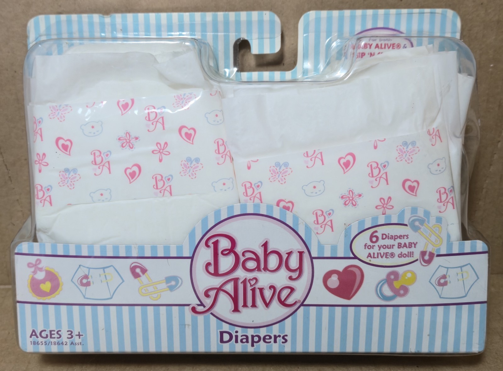Hasbro Baby Alive And Sip 'N Slurp Doll Diapers 6 Count 2006