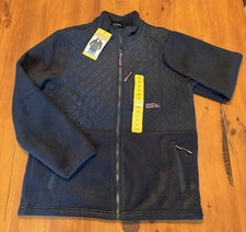 Eddie Bauer Women's Quilted Mixed Media Fleece Jacket Black M Full Zip Pockets