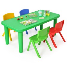 New Kids Plastic Table and 4 Chairs Set Colorful Play School Home Fun Furniture