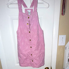 Tahari Pink Cotton Corduroy Smiley Button-Front Overall girl size 10