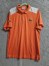 Lacoste Sport Miami Open Polo Shirt Mens Medium Orange White Ultra Dry Tennis