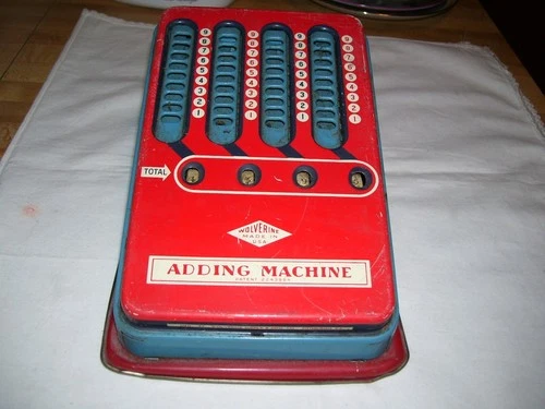 Vintage Wolverine Metal Tin Toy Adding Machine