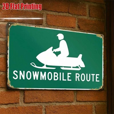 Snowmobile Route Creative Cafe Garage Tin Metal Signs Home Décor 8x12