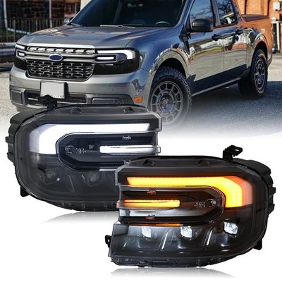 Pair Upgrade LED Projector Headlights For Ford Maverick 2022-2024 Turn DRL Lamp