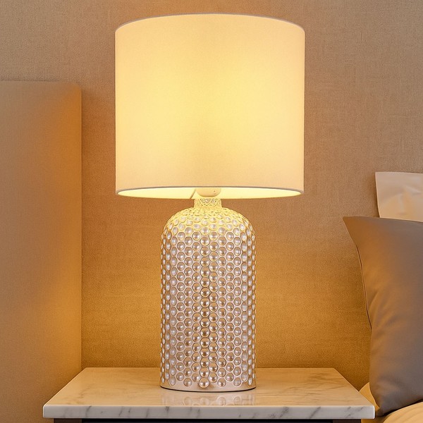 Tischleuchte Tischlampe Schlafzimmerleuchte Champagner Leselampe Glas H 50 Cm-image