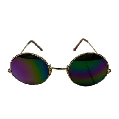 Vtg Mirrored Round Glasses Fashion 80's John Lennon Punk Gradient Steampunk