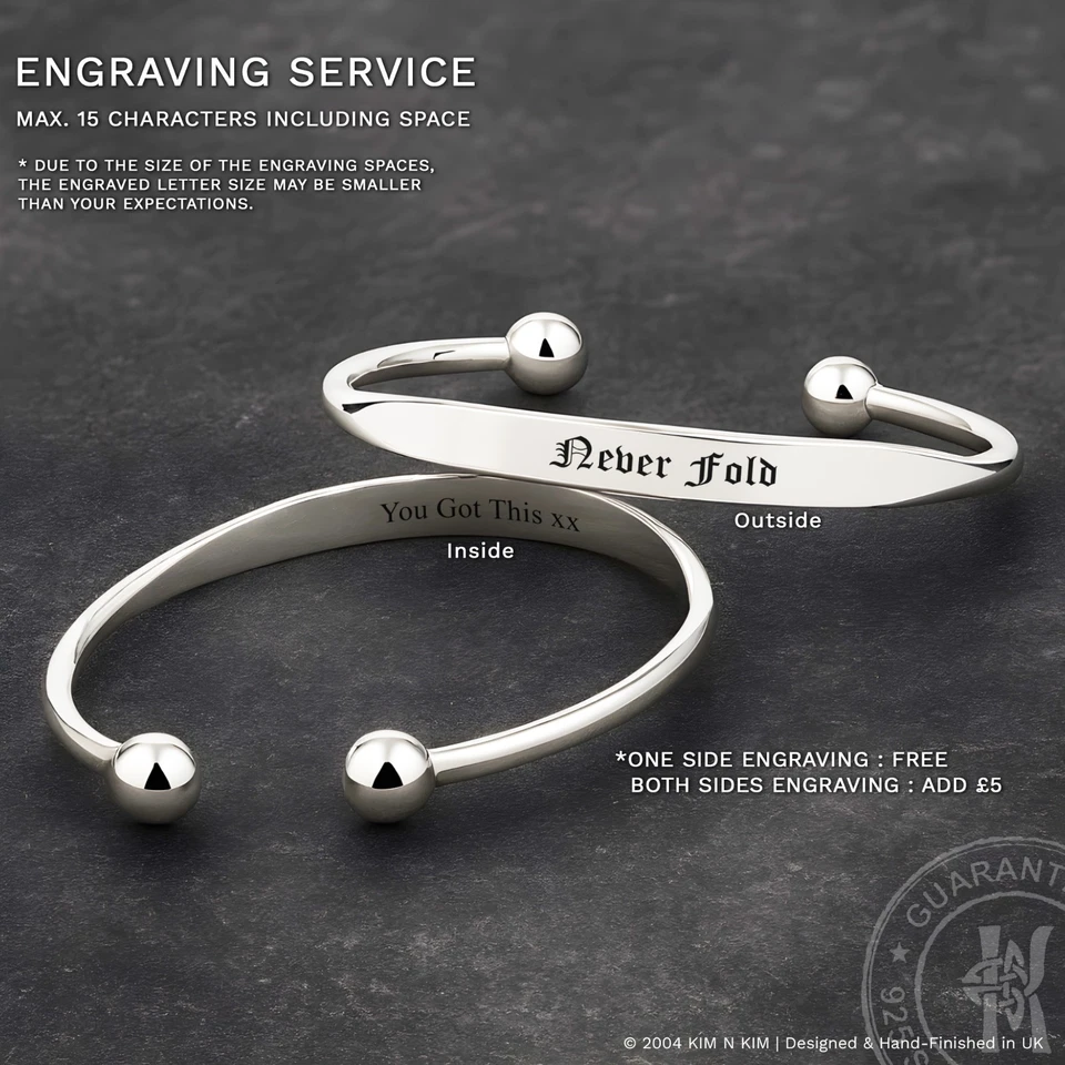 Free Engraving 925 Silver Mens Womens ID Torque Bangle Bracelet✔️Quality✔️Solid - Image 2 of 4