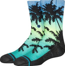 Stance, Youth "Palm Tree" Crew Socks Blue. Size: Y 3-5.5