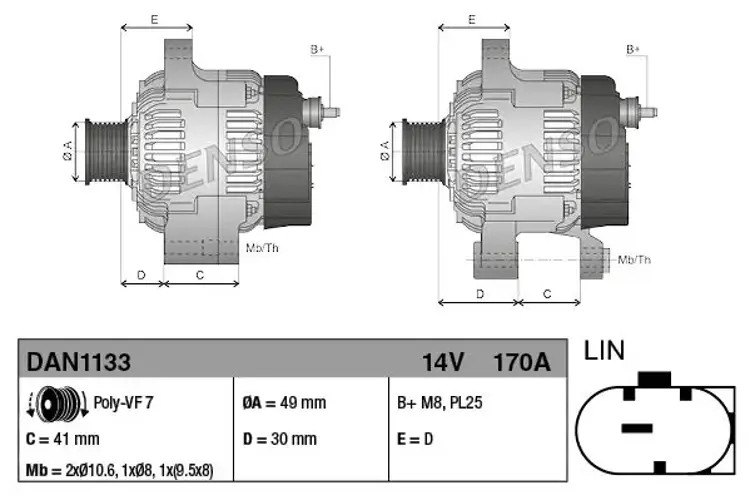 Alternator DAN1133 Denso 12317626153 12317626155 7626153 7626155 Quality New - Image 5