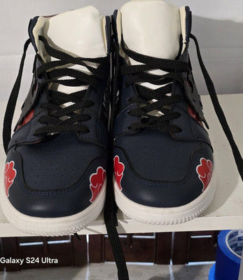 Men's Naruto Itachi Uchiha High Top Lace Up Sneakers Navy Red White Comfort