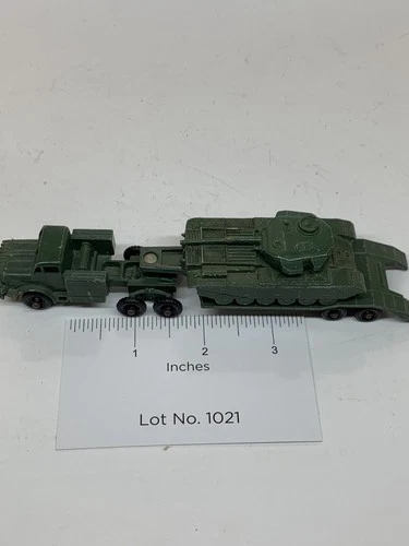 MATCHBOX LESNEY MILITARY TRUCK ANTAR WITH CENTURION TANK LOT 1021