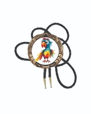 Fun Parrot Bolo Tie Gift for Dad Neckties Animal Art Cartoon Drawing