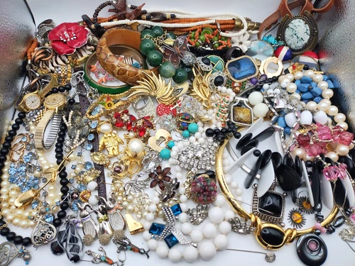 Vintage Costume Jewelry Lot Coro Coventry Rhinestones Earrings Brooch 4lbs As-Is