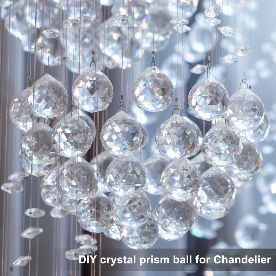20Pcs Crystal Ball Prism 20mm/0.8" Decorative Ball Suncatcher Beads Clear - Imagen 4 de 4
