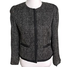 New Directions Black and White Textured Blazer