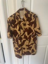 African cloth orange and brown short sleeve button up shirt Size L Men  s