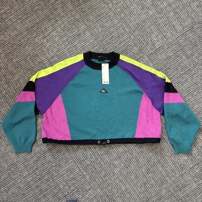 NWT iets frans Crop Color Block Sweater Urban Outfitters Sz M Bungee Hem Women s