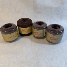 J  P Coats Knit Cro-Sheen Fudge Brown Lot Of 4 Crochet Thread