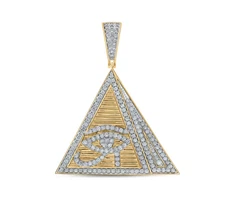 1.88ctw Diamond 10K Yellow Gold Egyptian Pyramid Eye of Horus Pendant Mens