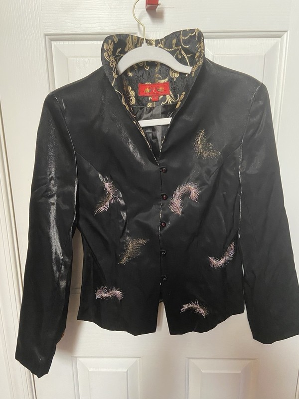 Chinese, Asian, Black Button-up Jacket With Raised Collar