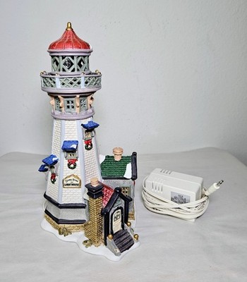 2002 Lemax Stony Point Lighthouse Rotating Beacon Village Collection Tested 