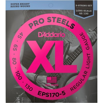 D'Addario ProSteels EPS1705 Regular Light 5String Bass Strings