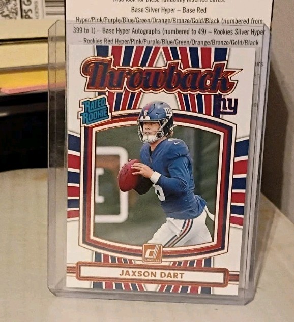 Jaxson Dart 2025 Panini Donruss Rated Rookie Throwback #41 Giants RC
