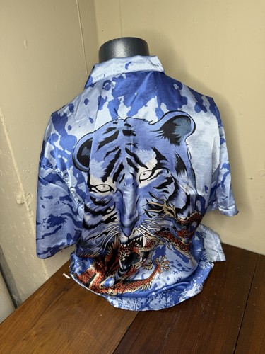 TRAILER PARK BOYS STYLE RICKY ANIME MANGA VTG BUTTON UP SHIRT AOP DRAGON TIGER - Afbeelding 5 van 14
